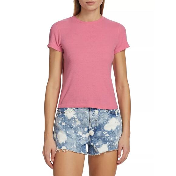 Re/Done Pants - RE/DONE 70's High Rise Splashed Bleached Effect Denim Shorts Size 28 NEW